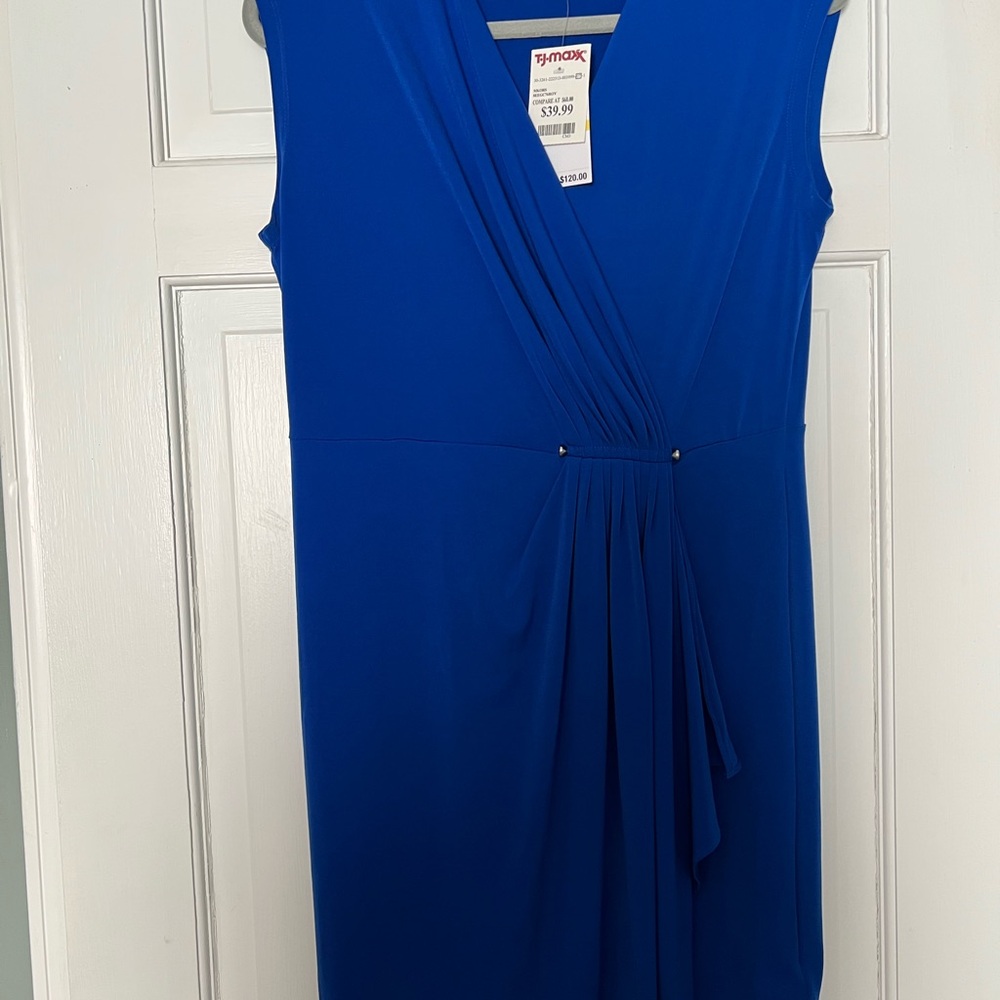 Michael Kors Cobalt Blue Draped Midi Dress